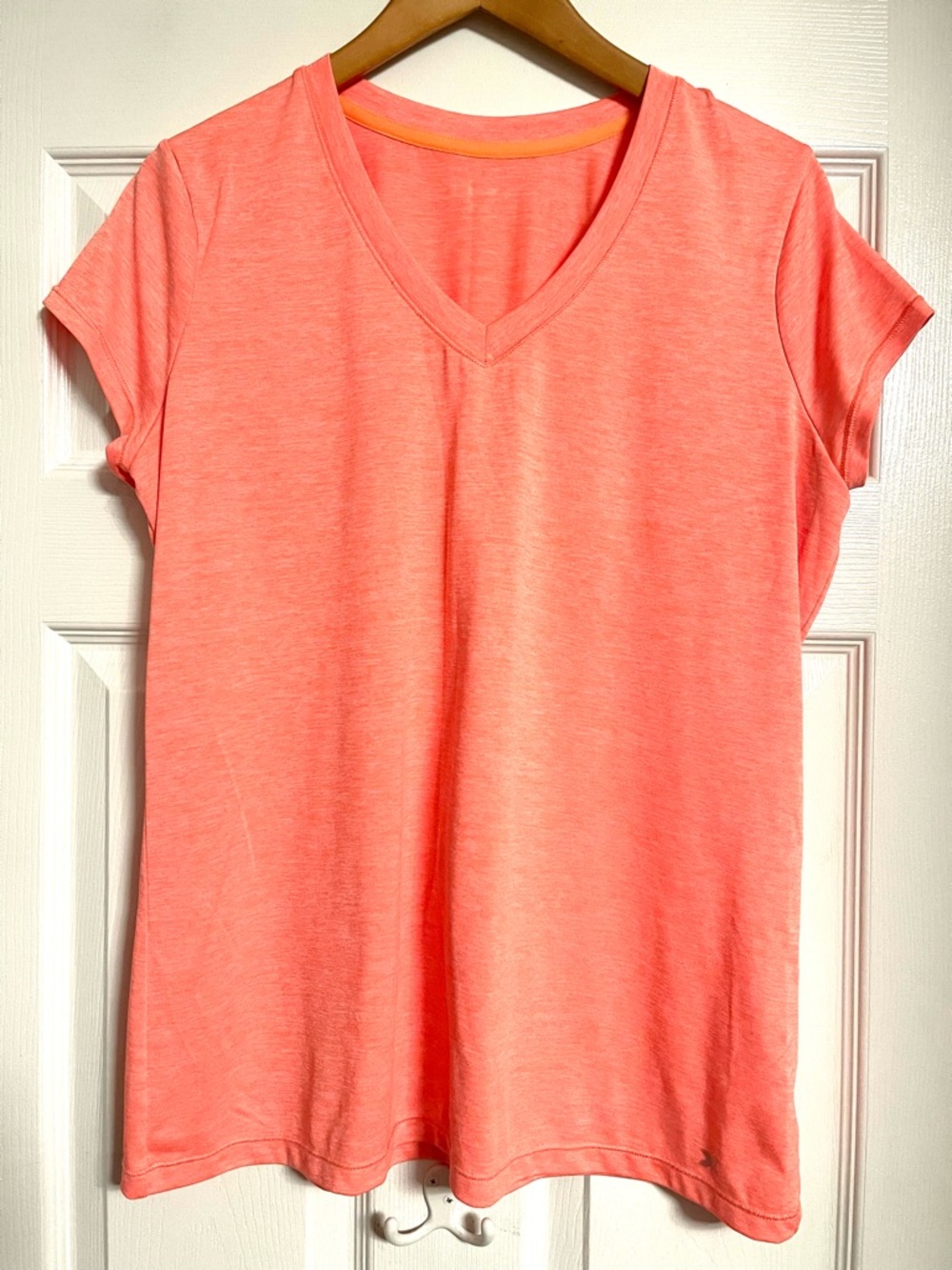 Women's V-Neck Short Sleeve Performance Tee - Bright Coral